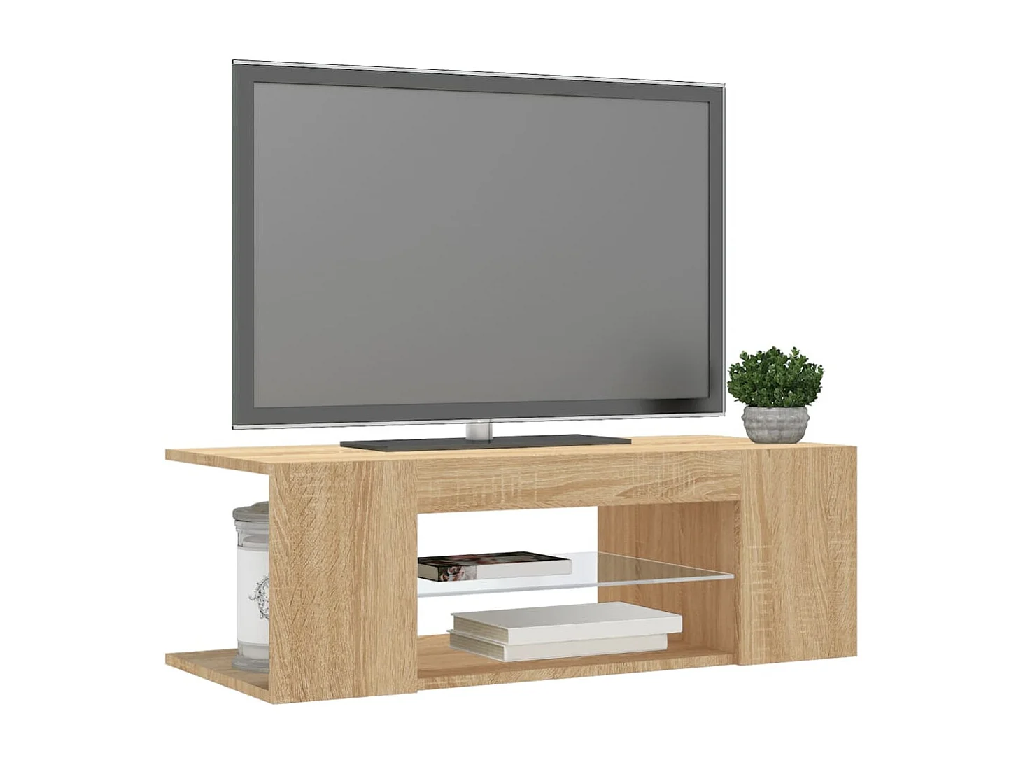 Meuble TV avec lumières LED chêne sonoma 90x39x30 cm