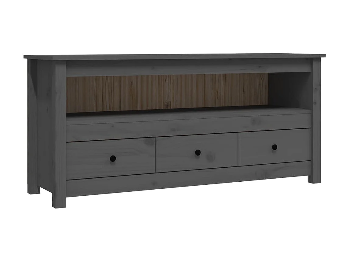 Meuble TV Gris 114x35x52 cm Bois de pin massif