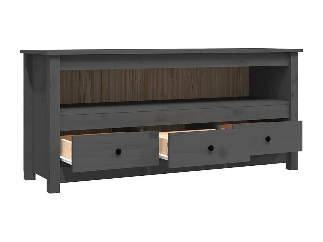 Meuble TV Gris 114x35x52 cm Bois de pin massif