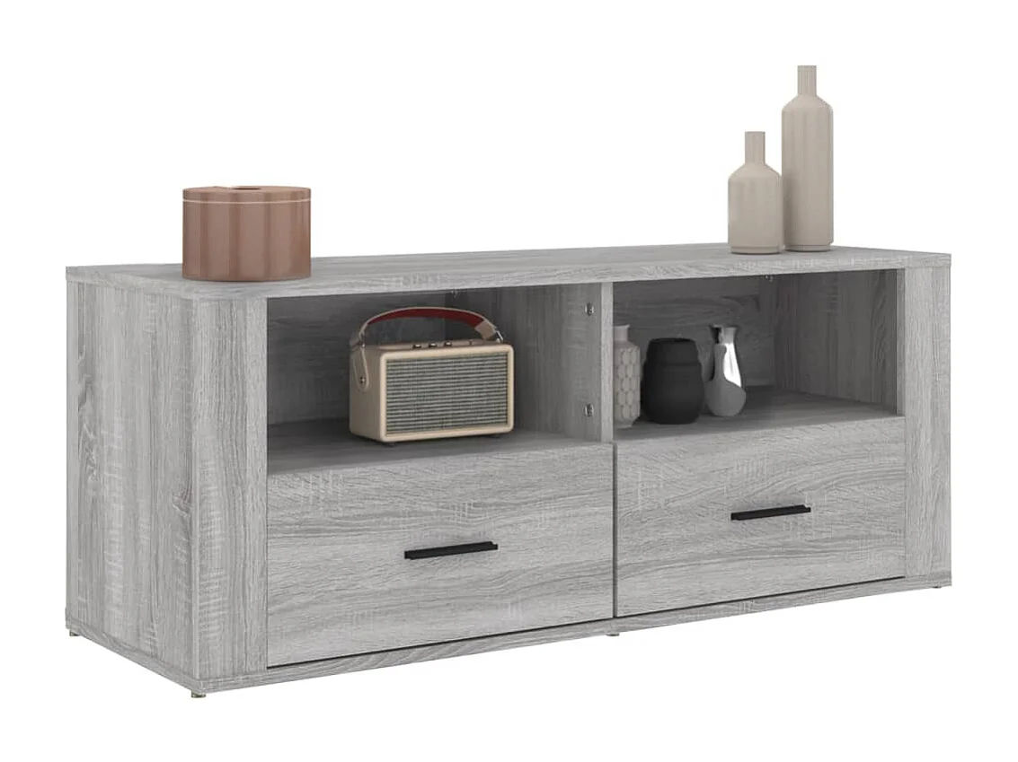Mueble TV Sonoma gris 100x35x40 cm Madera contrachapada