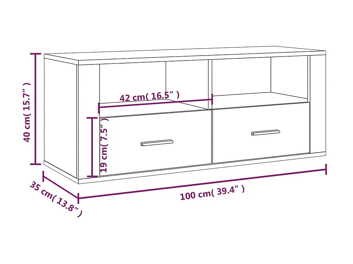 Mueble TV Sonoma gris 100x35x40 cm Madera contrachapada