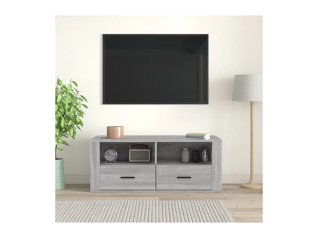 Sonoma grijs tv-meubel 100x35x40 cm Bewerkt hout