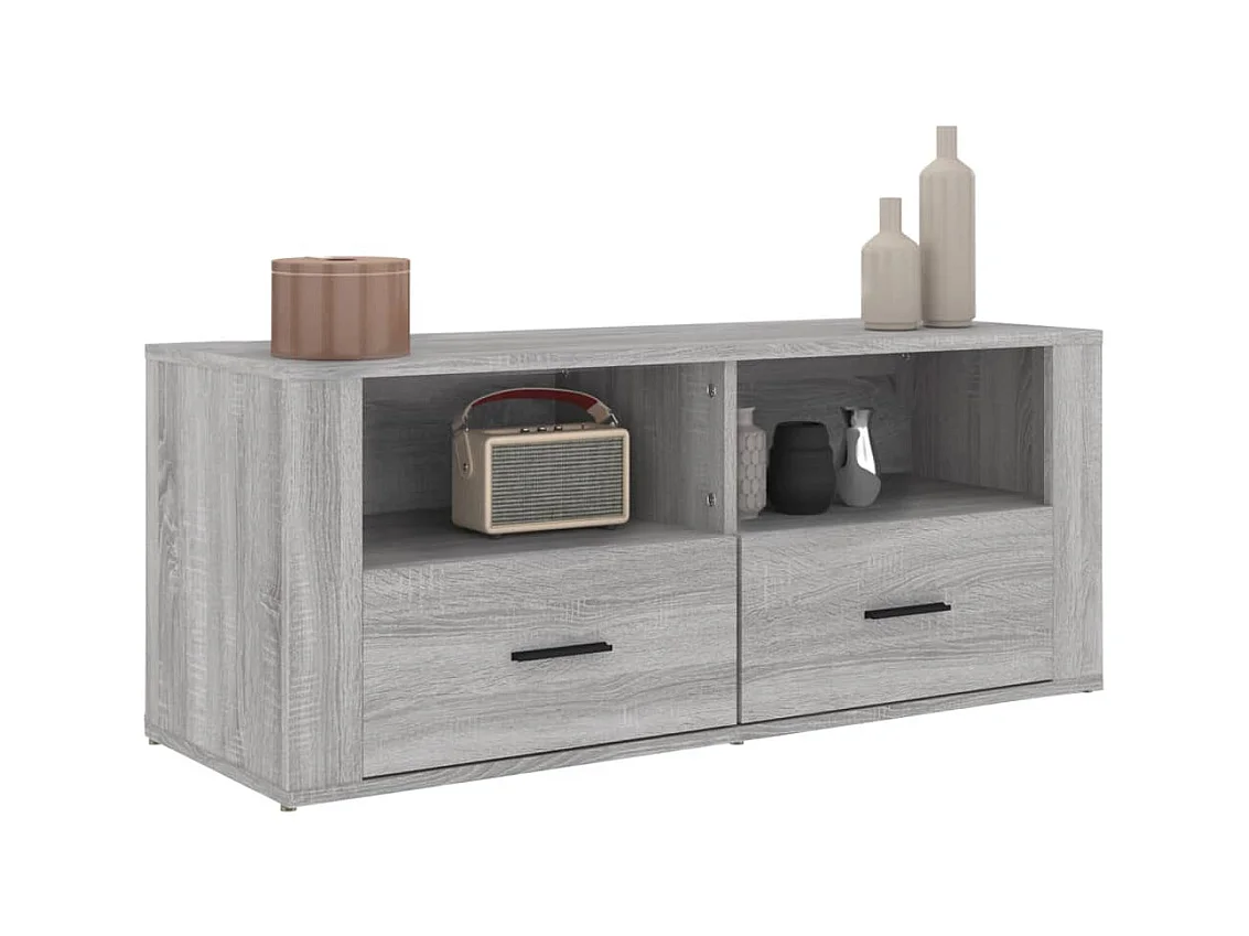 Sonoma grijs tv-meubel 100x35x40 cm Bewerkt hout