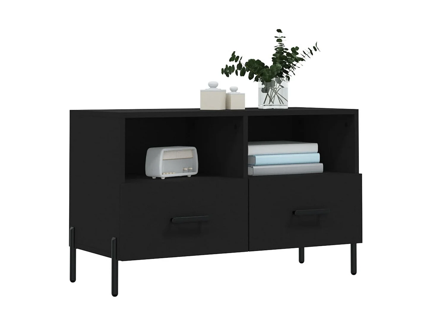 Schwarzer TV-Schrank 80x36x50 cm Holzwerkstoff