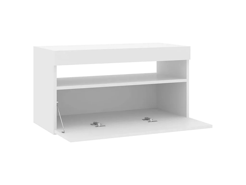 Mobile TV con luci LED Bianco lucido 75x35x40 cm