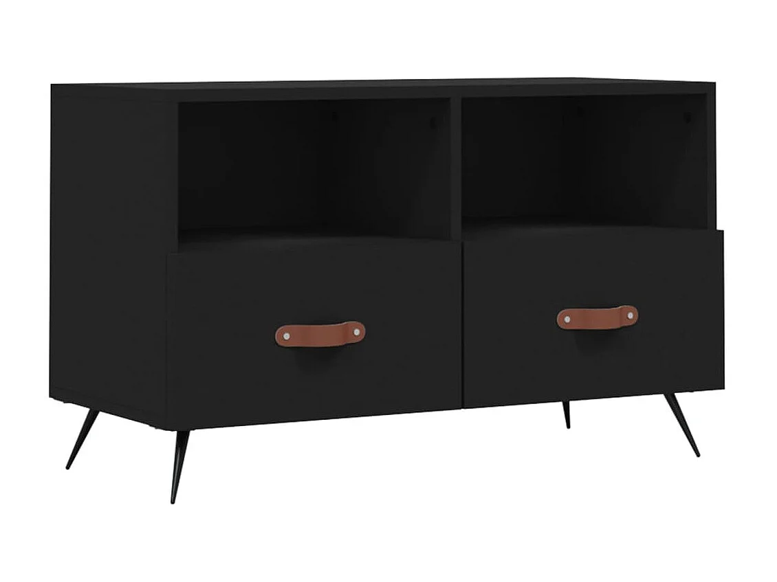 Schwarzer TV-Schrank 80x36x50 cm Holzwerkstoff