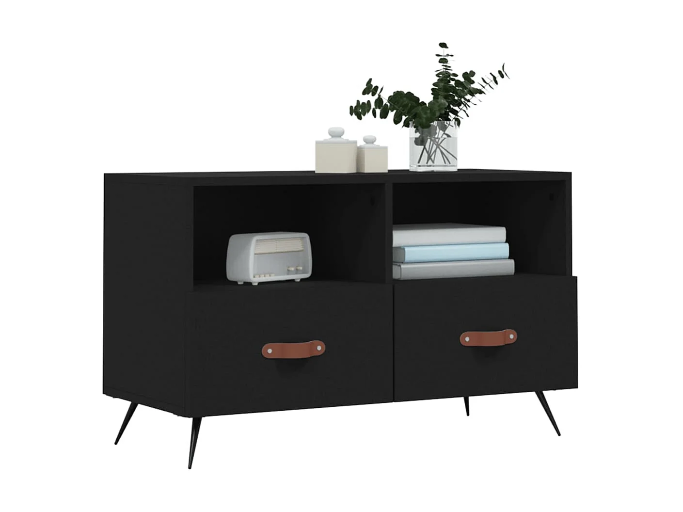 Schwarzer TV-Schrank 80x36x50 cm Holzwerkstoff