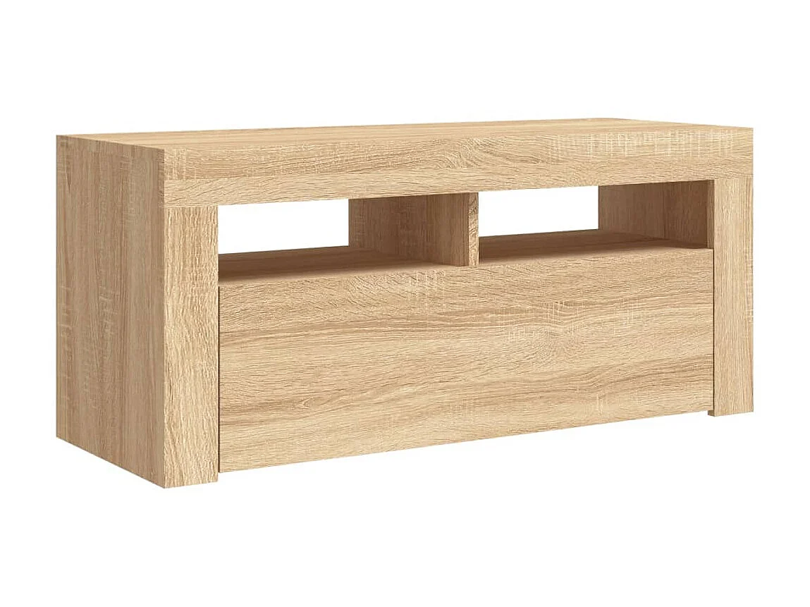 Mobile TV con luci LED rovere sonoma 90x35x40 cm