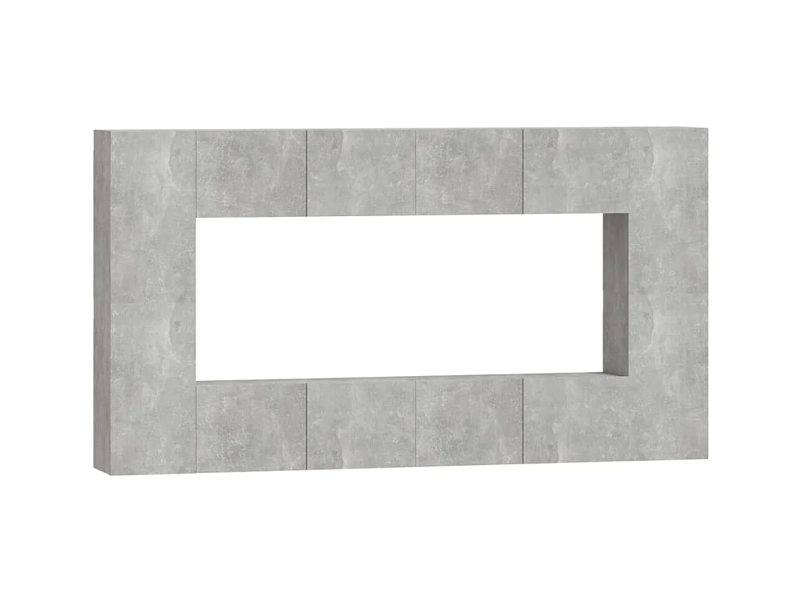 Ensemble de meubles TV 8 pcs Gris béton Bois d'ingénierie