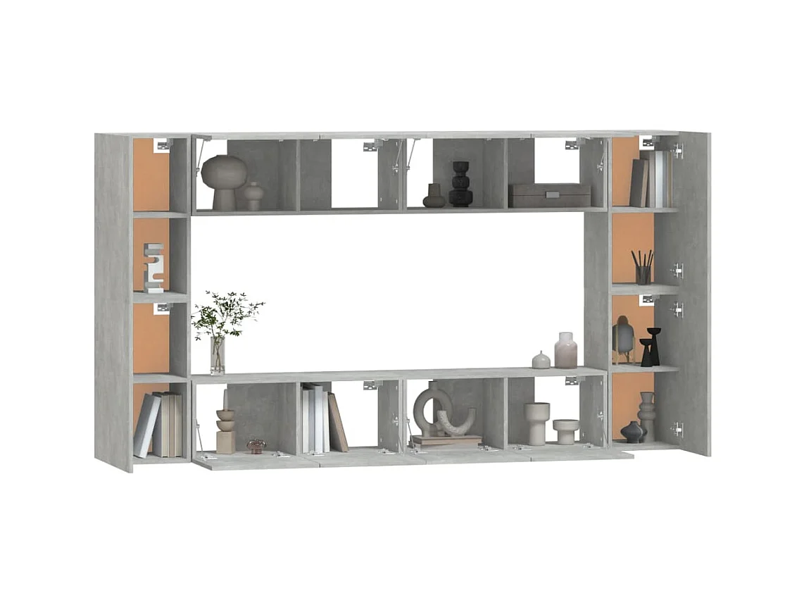 Ensemble de meubles TV 8 pcs Gris béton Bois d'ingénierie