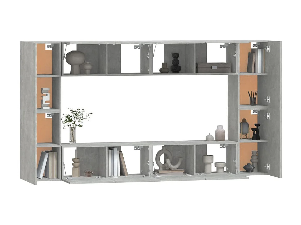 Ensemble de meubles TV 8 pcs Gris béton Bois d'ingénierie