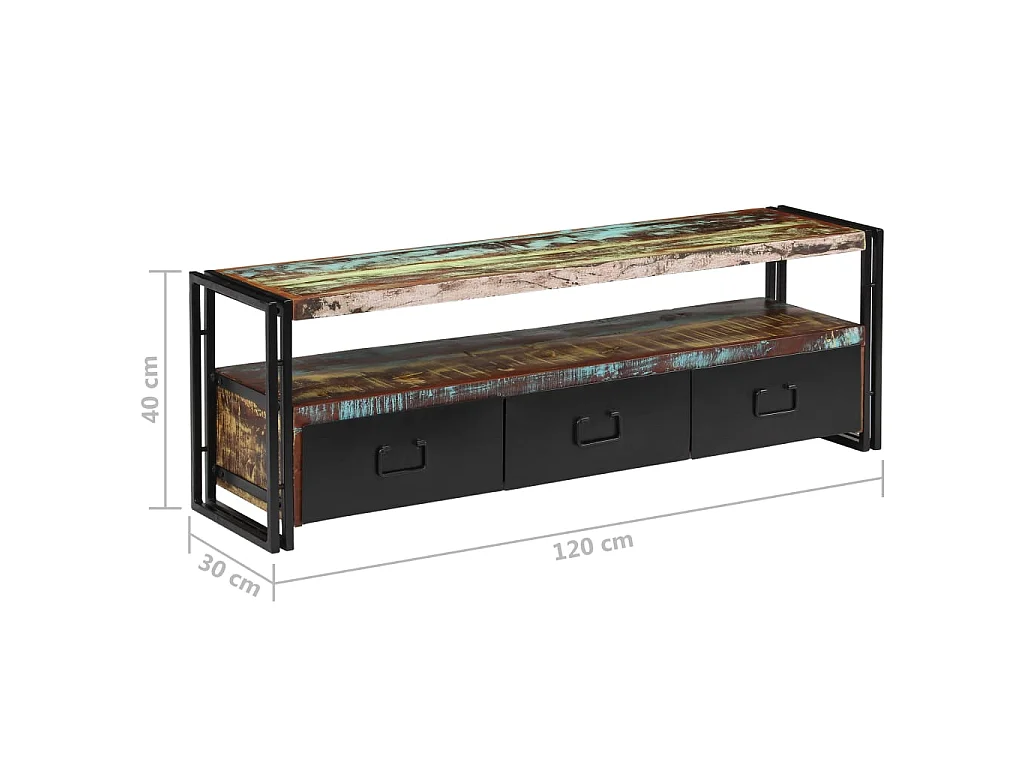 Mueble TV Madera maciza recuperada 120 x 30 x 40 cm