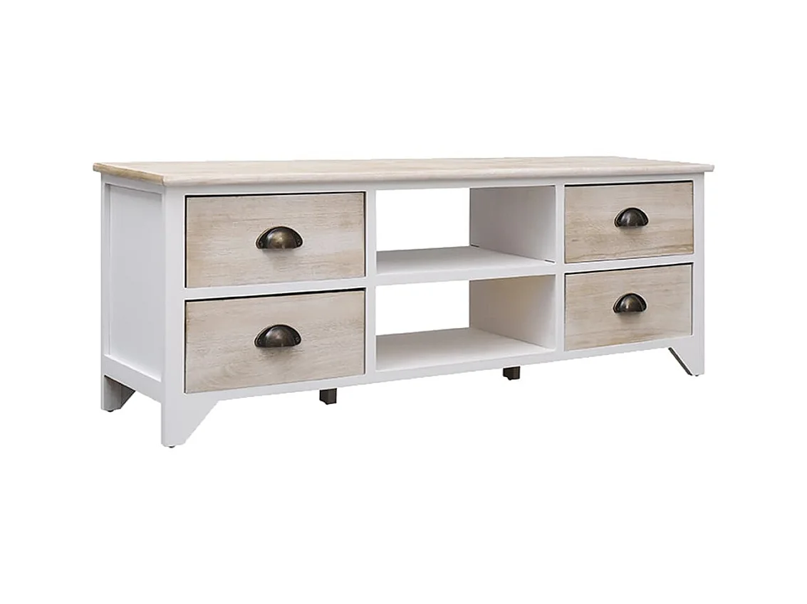 Meuble TV 108x30x40 cm Bois de Paulownia solide