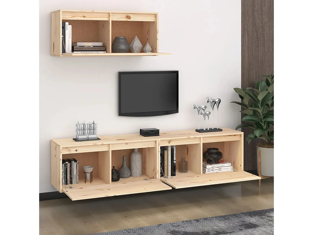 TV-meubel 3 stuks Massief grenenhout