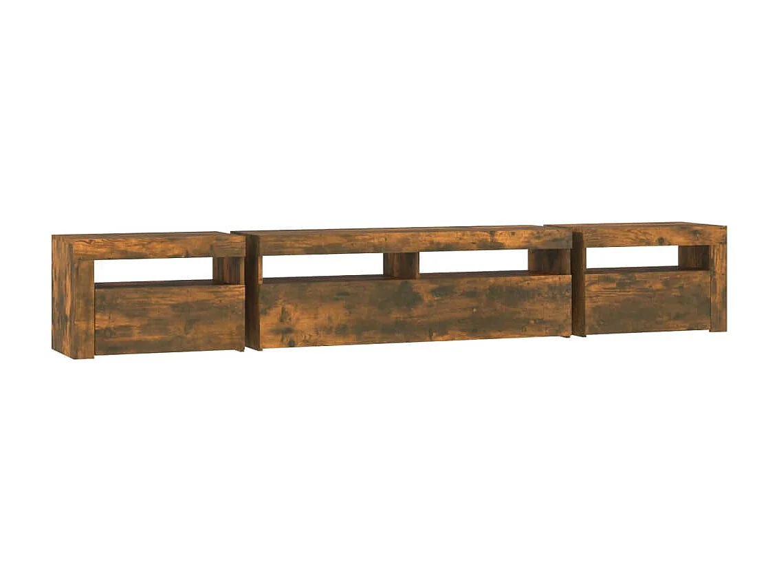 TV-meubel met LED-verlichting Gerookt eiken 240x35x40 cm