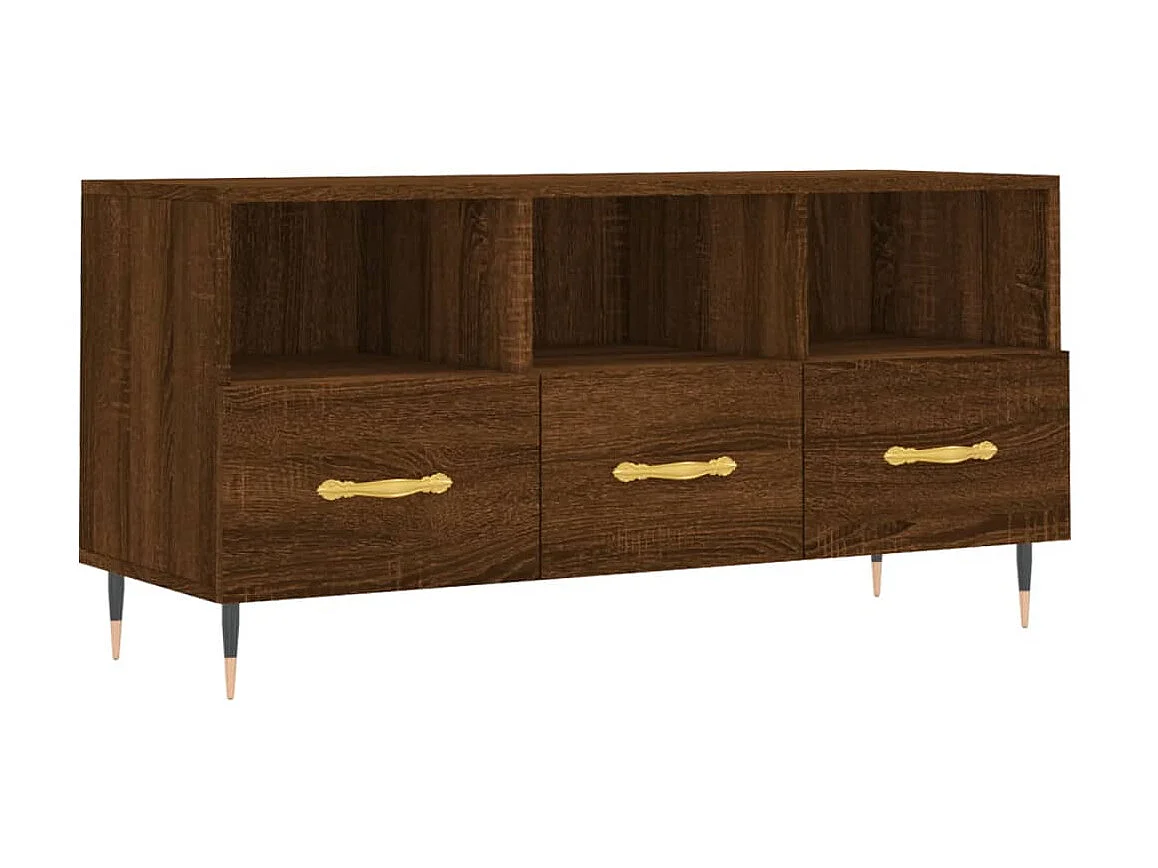 TV-Schrank aus brauner Eiche, 102 x 36 x 50 cm, Holzwerkstoff