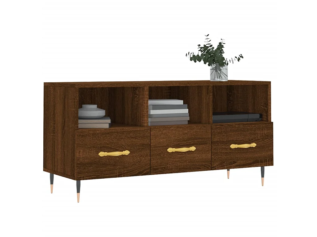 TV-Schrank aus brauner Eiche, 102 x 36 x 50 cm, Holzwerkstoff