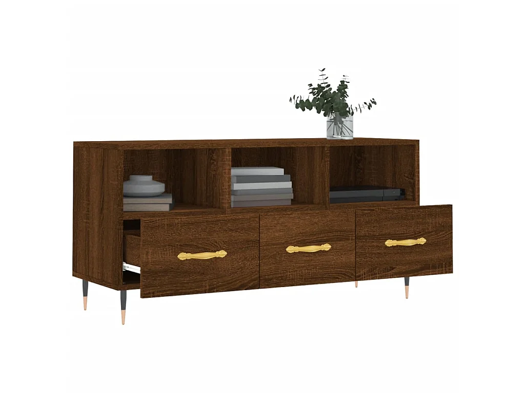 TV-Schrank aus brauner Eiche, 102 x 36 x 50 cm, Holzwerkstoff