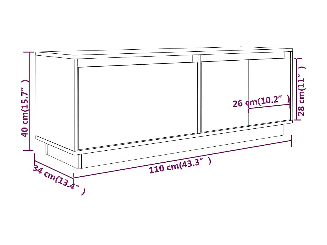 Meuble TV 110x34x40 cm Bois de pin massif