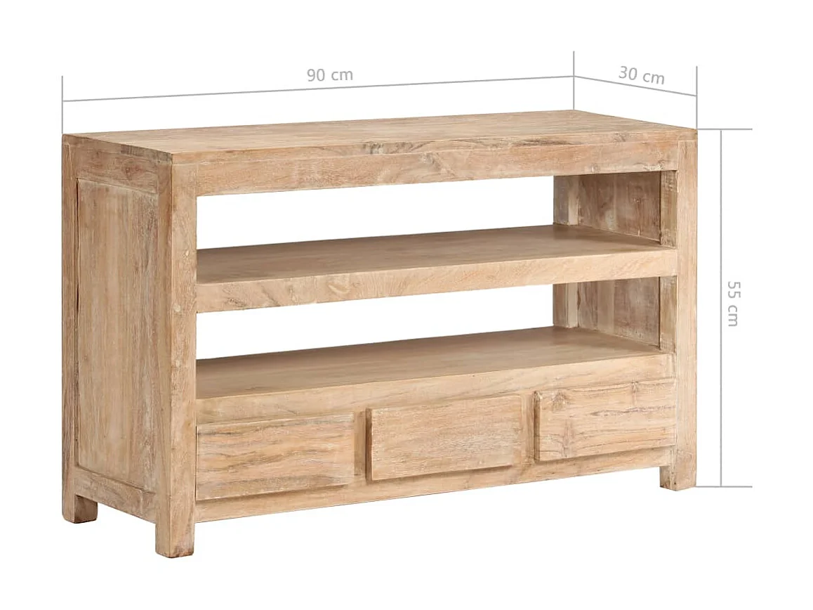 Mobile TV Legno massello di acacia 90 x 30 x 55 cm Marrone chiaro