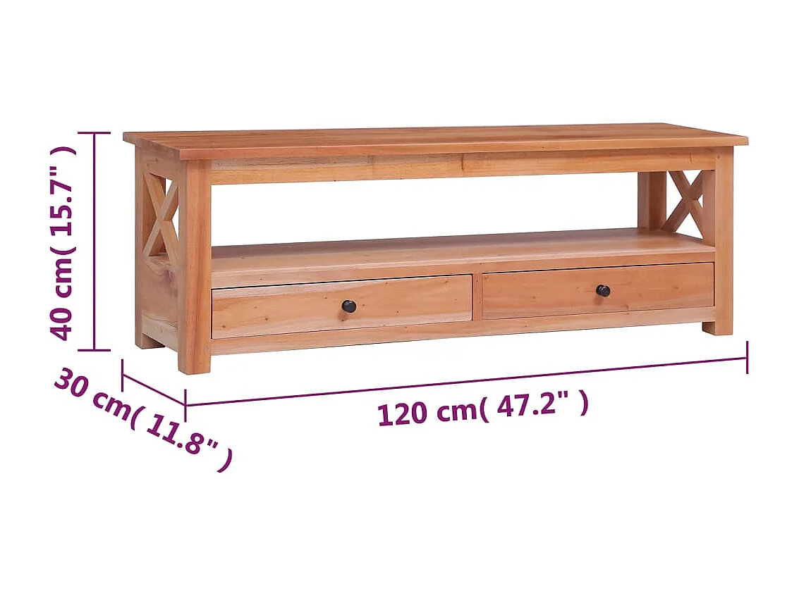 Meuble TV 120 x 30 x 40 cm Bois d'acajou massif