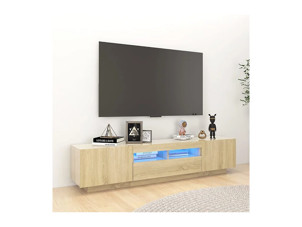 Meuble TV avec lumières LED Chêne sonoma 180x35x40 cm
