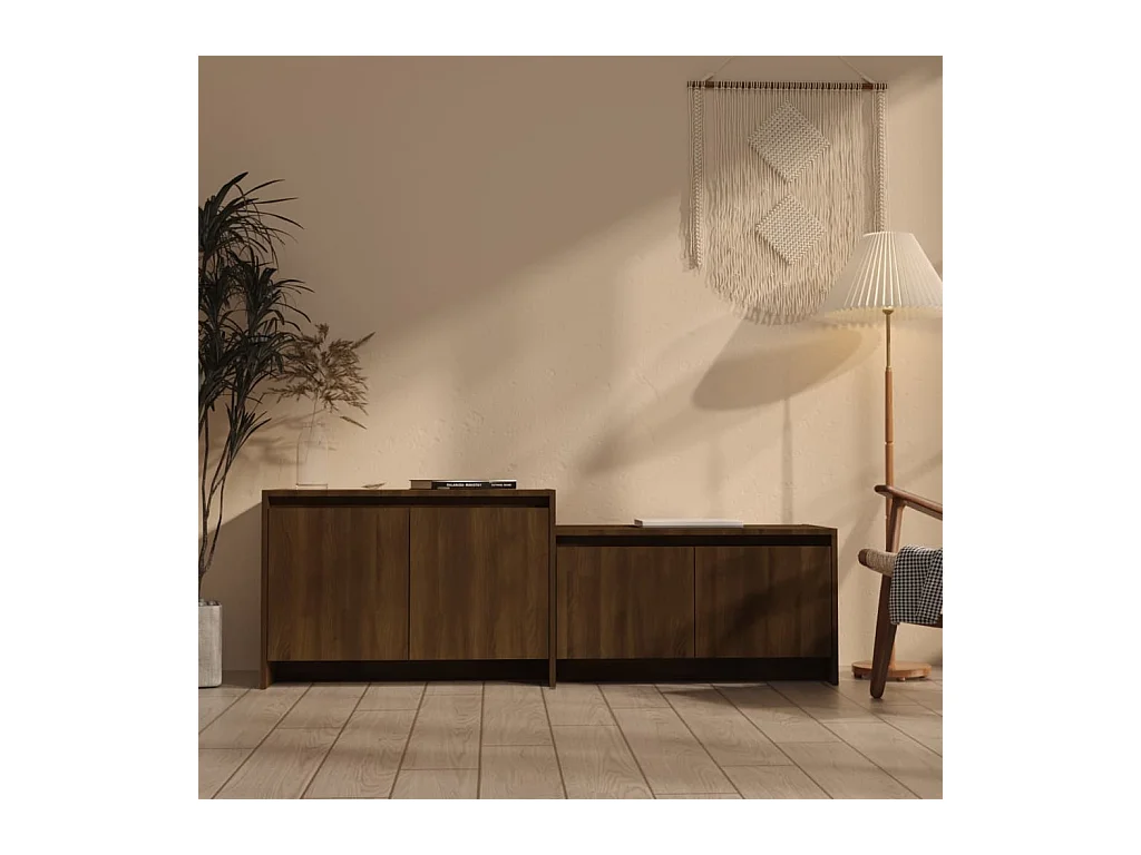Meuble TV Chêne marron 146,5x35x50 cm Aggloméré