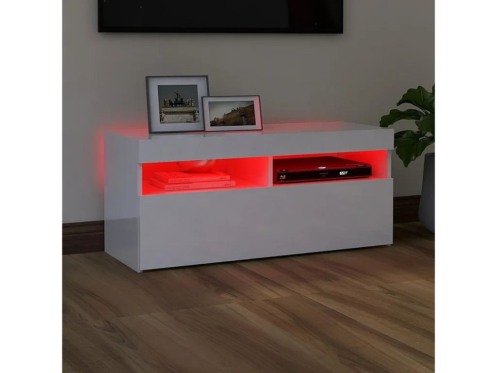 TV-meubel met helder witte LED-verlichting 90x35x40 cm