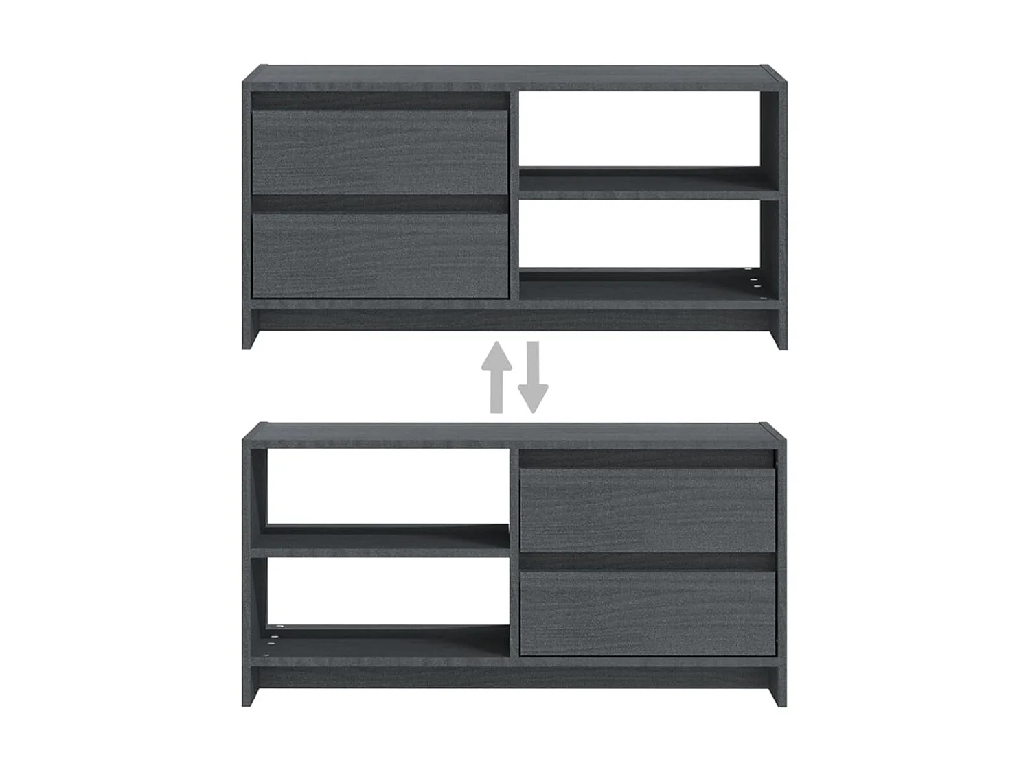 Meuble TV Gris 80x31x39 cm Bois de pin massif