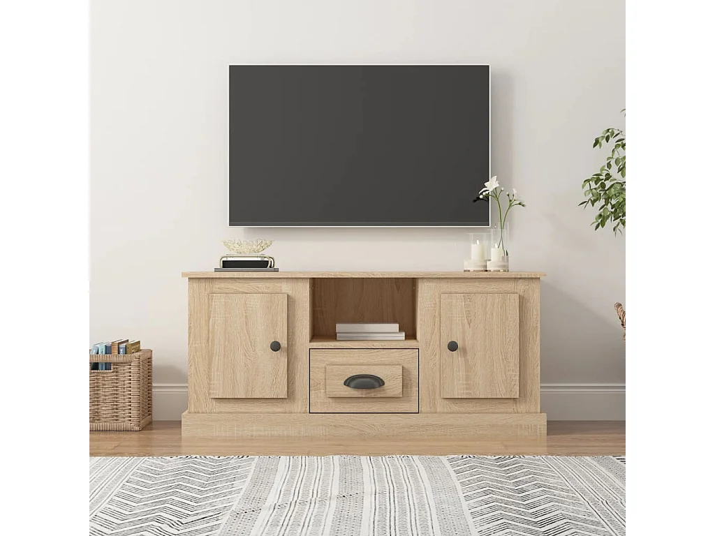 Meuble TV chêne sonoma 100x35,5x45 cm bois d'ingénierie