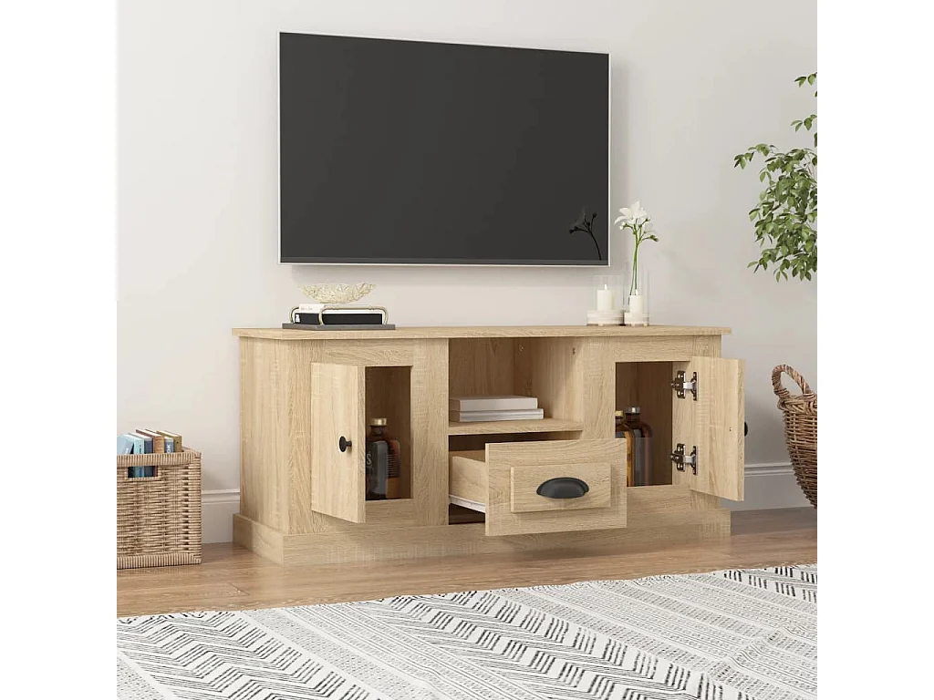 Meuble TV chêne sonoma 100x35,5x45 cm bois d'ingénierie
