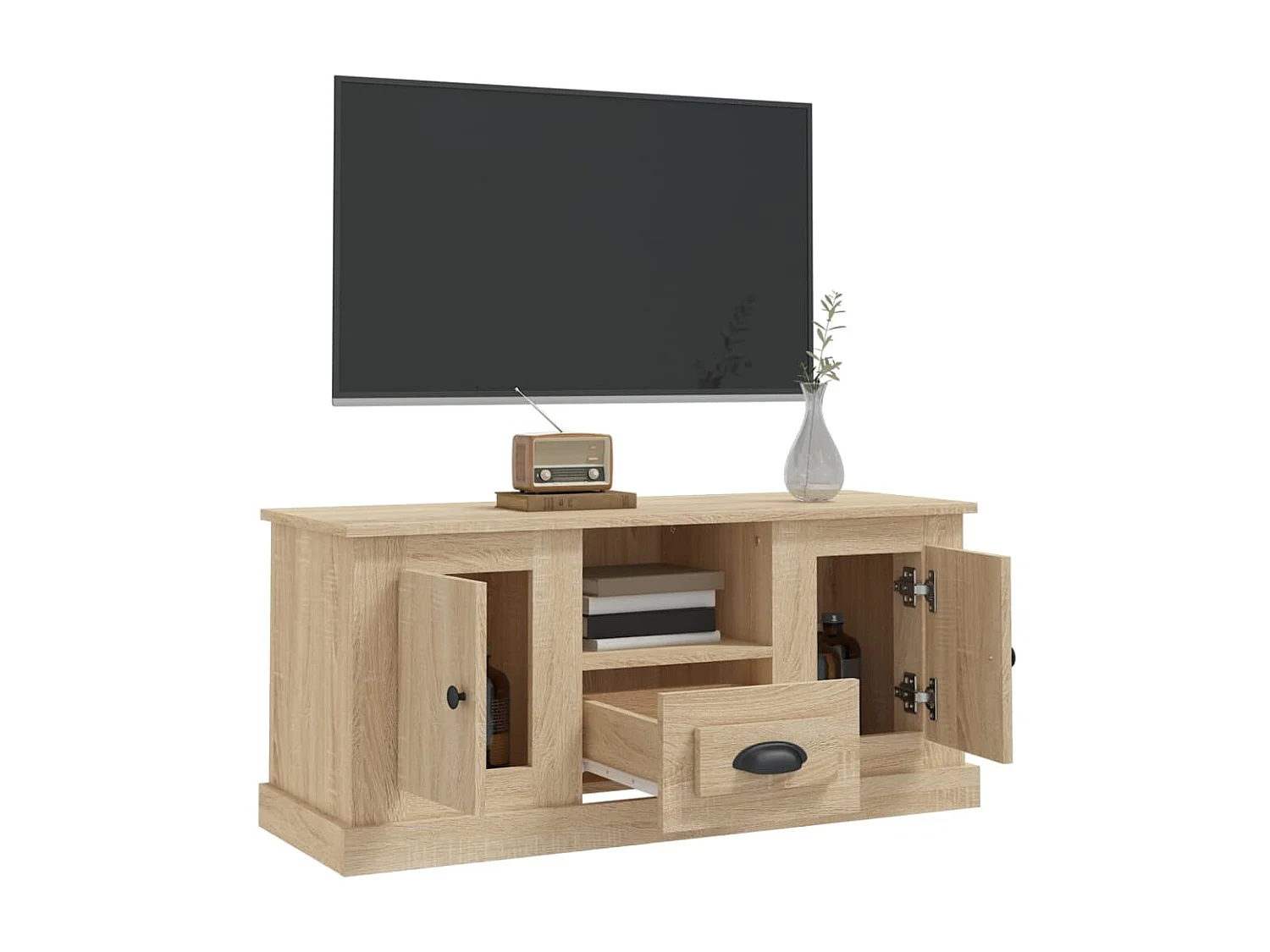 Meuble TV chêne sonoma 100x35,5x45 cm bois d'ingénierie