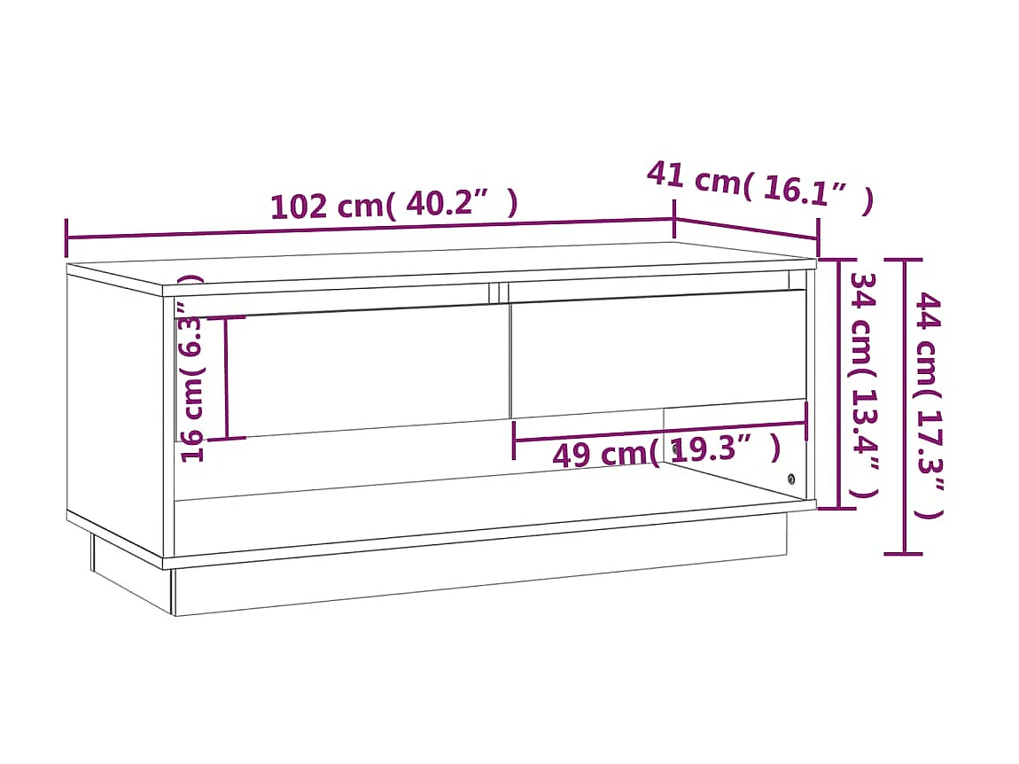 Mueble TV roble Sonoma 102x41x44 cm aglomerado