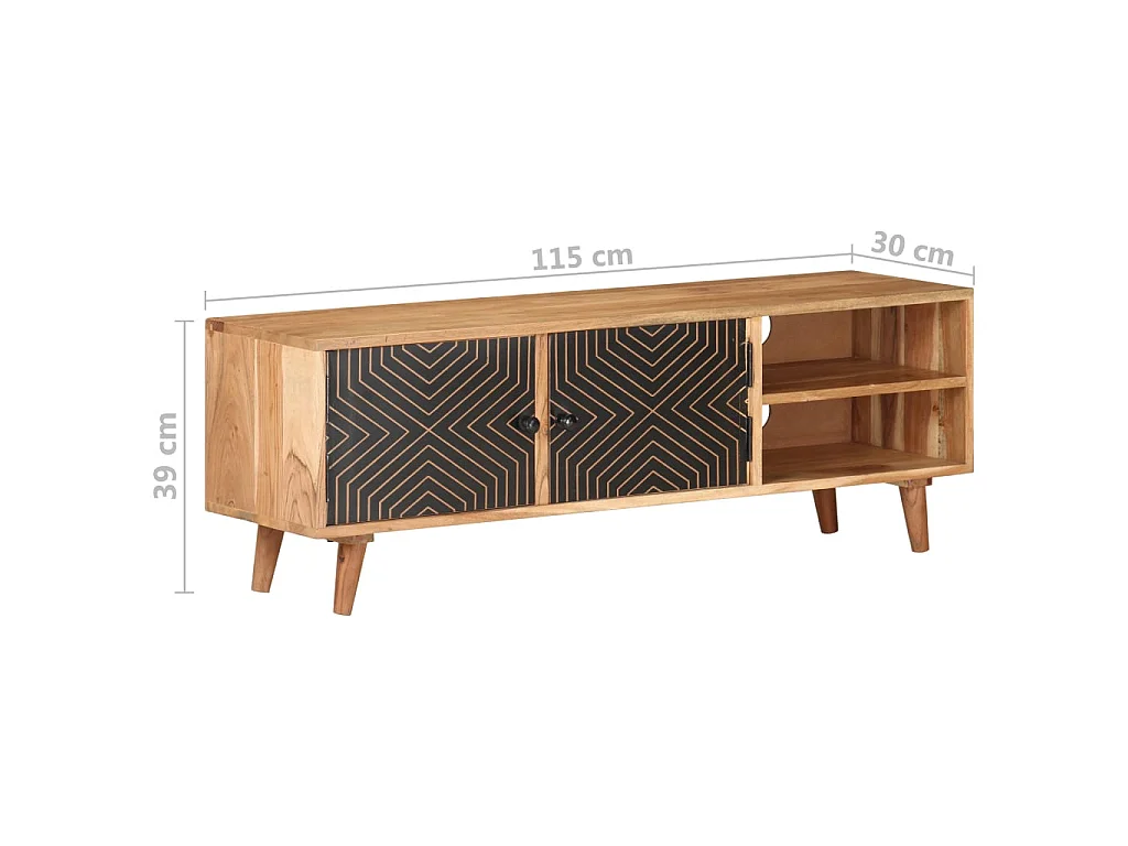 Meuble TV 115x30x39 cm Bois d'acacia massif