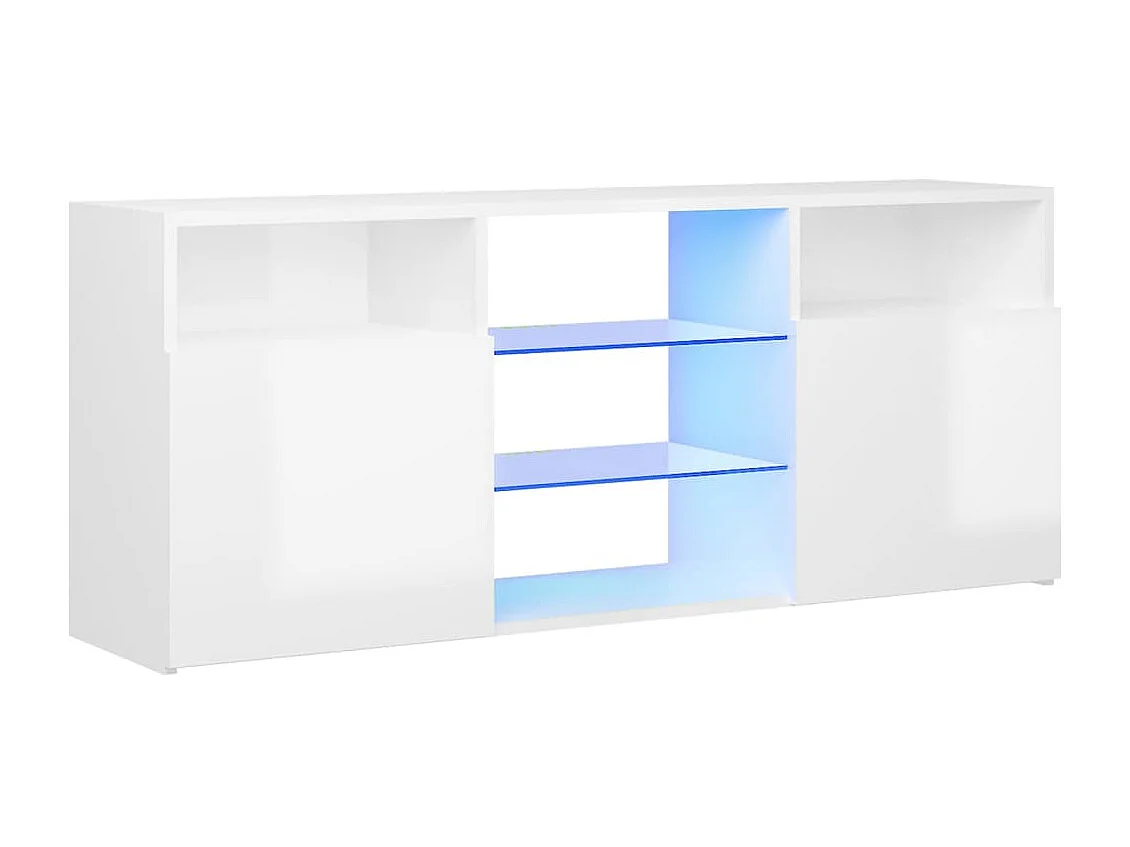 Meuble TV avec lumières LED blanc brillant 120x30x50 cm