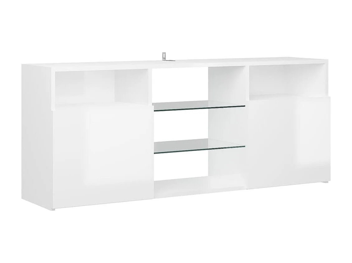 Meuble TV avec lumières LED blanc brillant 120x30x50 cm