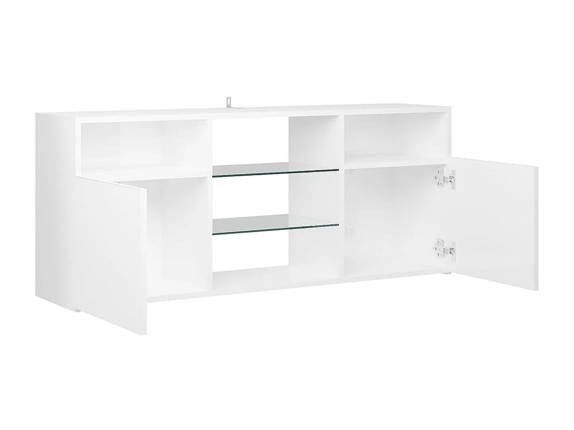 Meuble TV avec lumières LED blanc brillant 120x30x50 cm