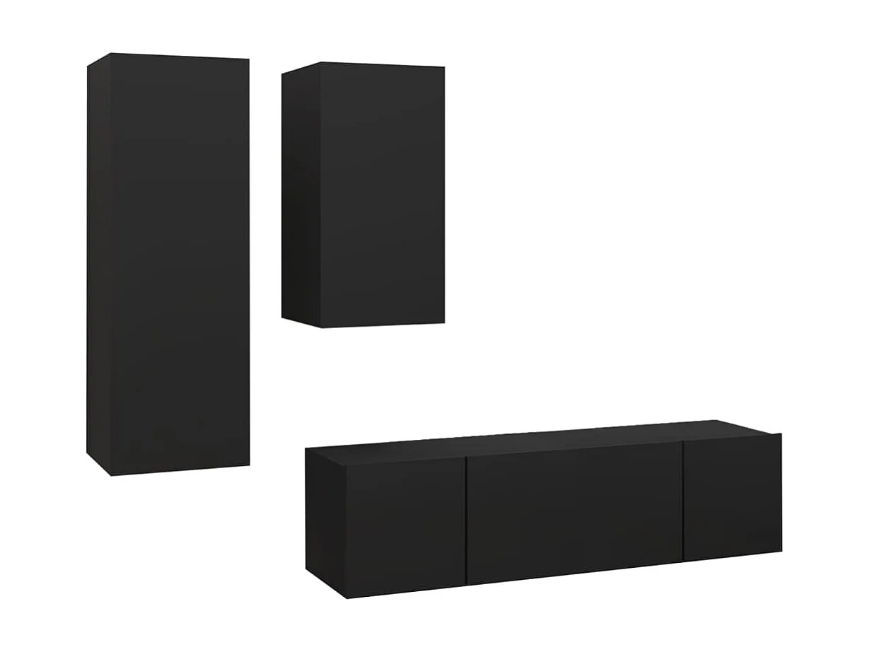 Ensemble de meuble TV 4 pcs Noir Aggloméré