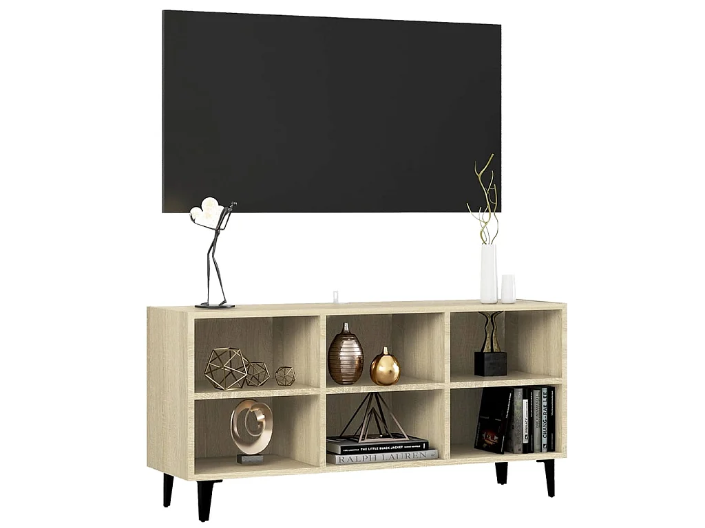 Meuble TV avec pieds en métal Chêne sonoma 103,5x30x50 cm
