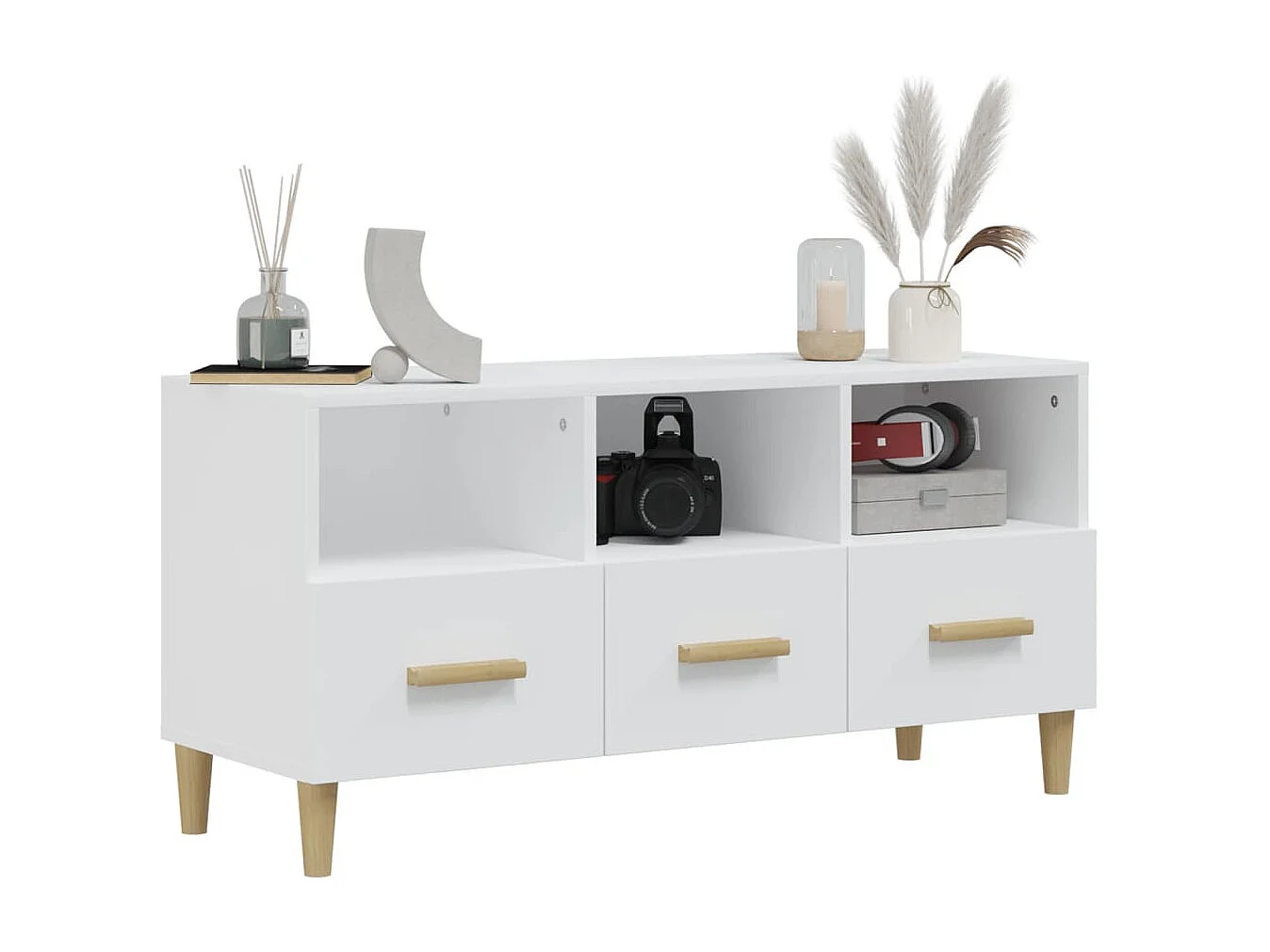 Meuble TV Blanc brillant 102x36x50 cm Bois d'ingénierie