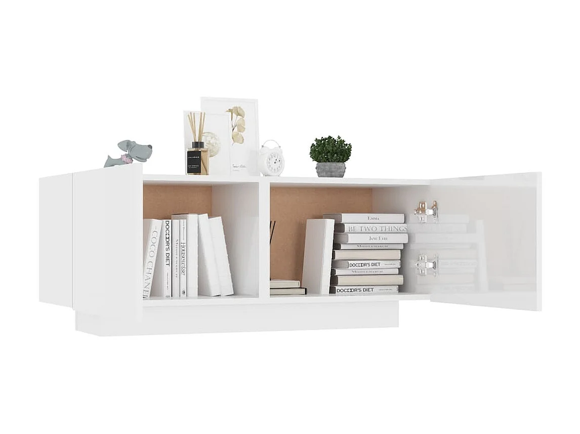 Meuble TV Blanc brillant 100x35x40 cm Aggloméré