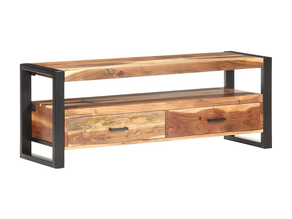 Meuble TV 120x35x45 cm Bois massif avec finition miel