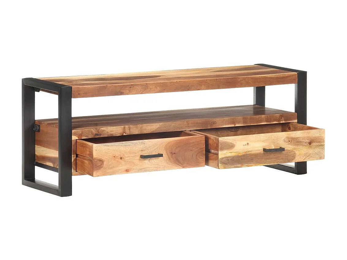 Meuble TV 120x35x45 cm Bois massif avec finition miel