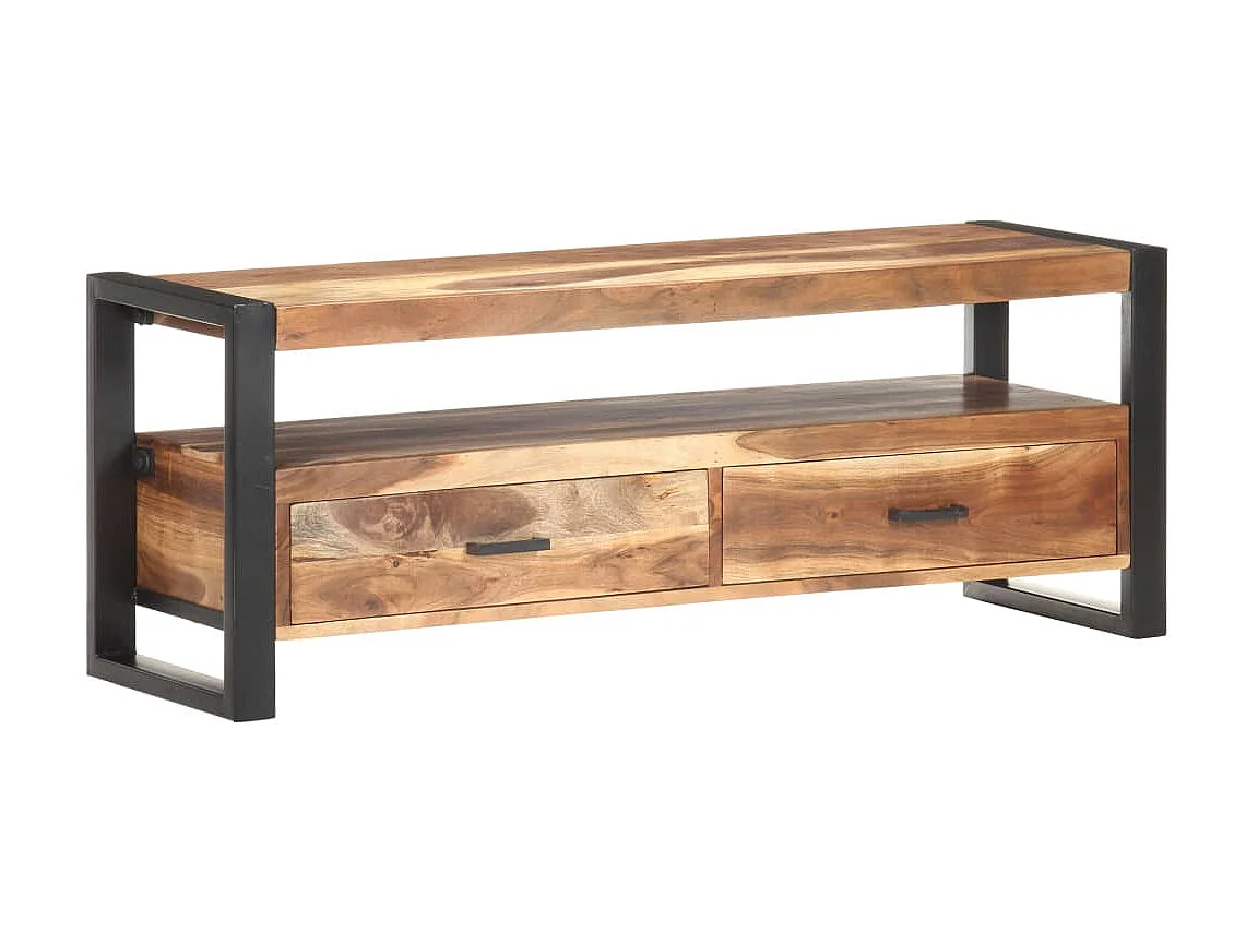 Meuble TV 120x35x45 cm Bois massif avec finition miel