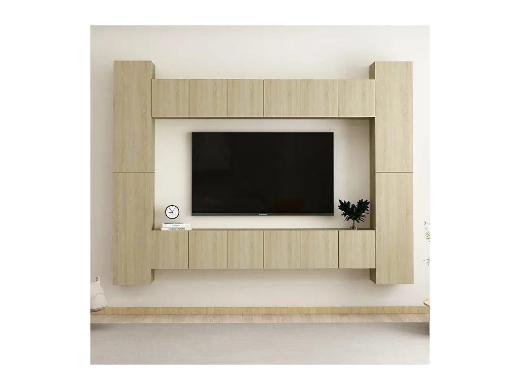 Juego de muebles TV 10 piezas aglomerado roble Sonoma