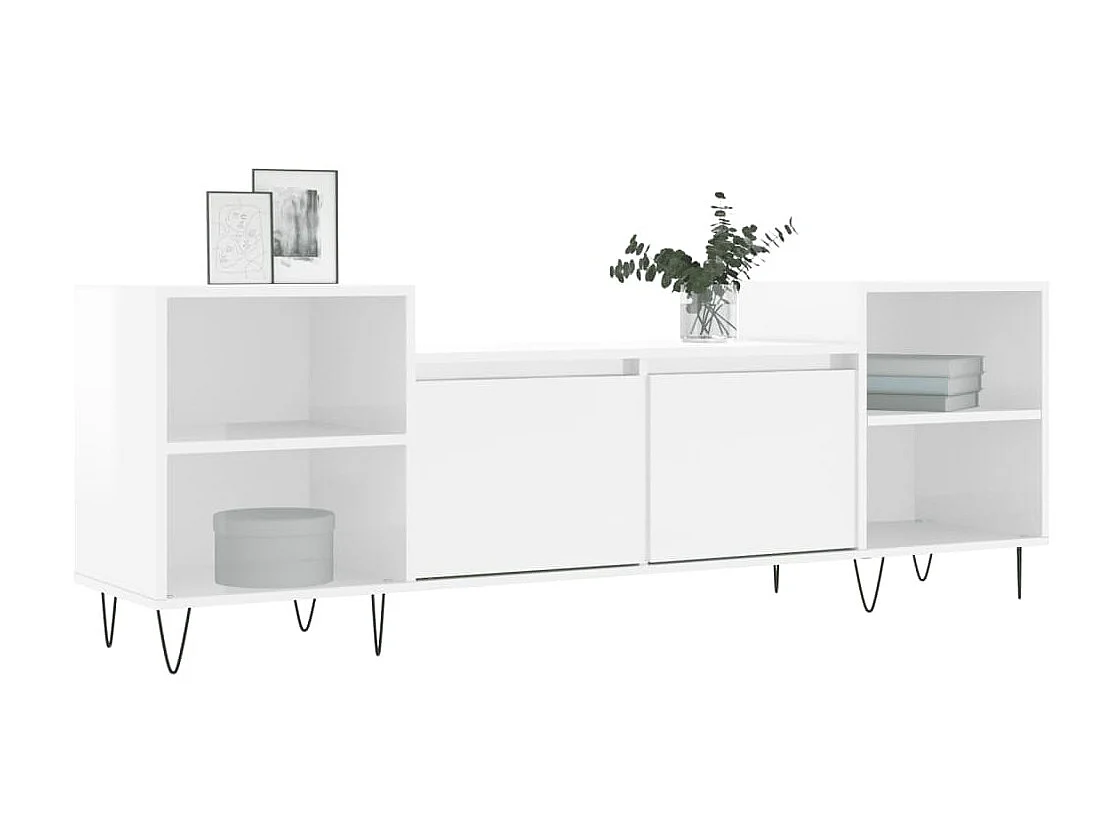 Mobile TV Bianco lucido 160x35x55 cm MDF