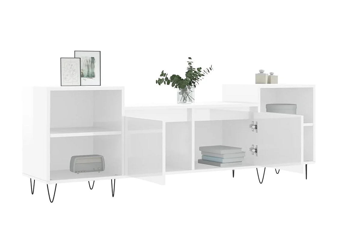 Mobile TV Bianco lucido 160x35x55 cm MDF