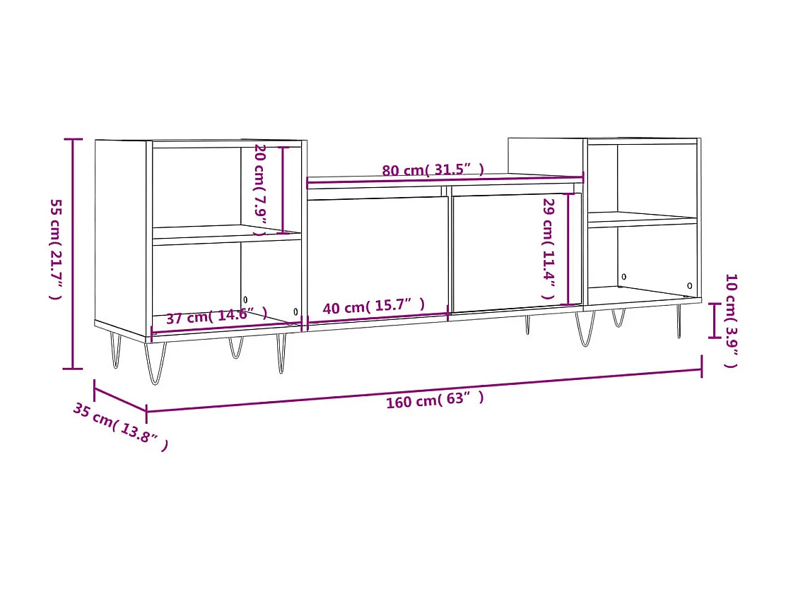 Mobile TV Bianco lucido 160x35x55 cm MDF