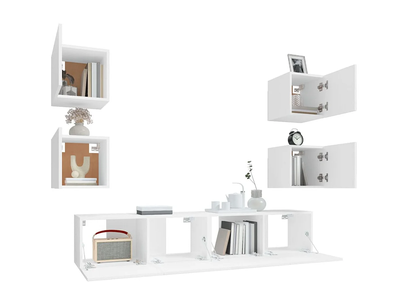 Ensemble de meubles TV 6 pcs Blanc Bois d'ingénierie