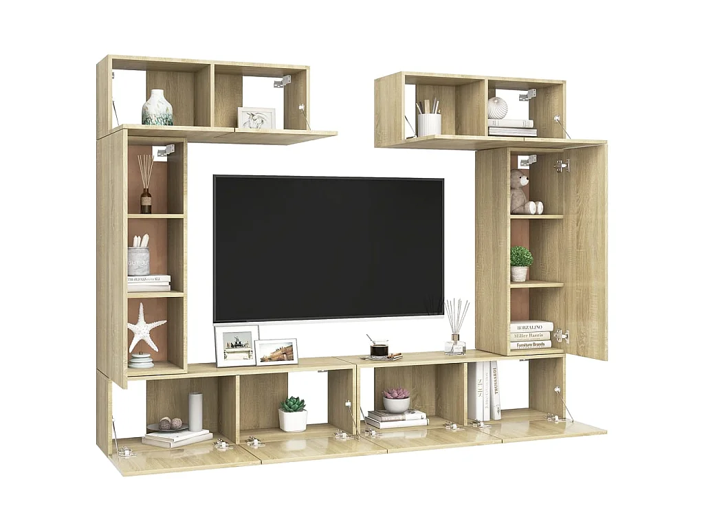6-teiliges TV-Schrank-Set Sonoma-Eiche Spanplatte